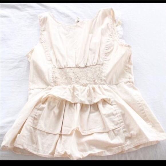 ANTHROPOLOGIE From The Meadow Cream White Floral Ruffle Appliqué Tank Blouse 10 - Picture 8 of 9